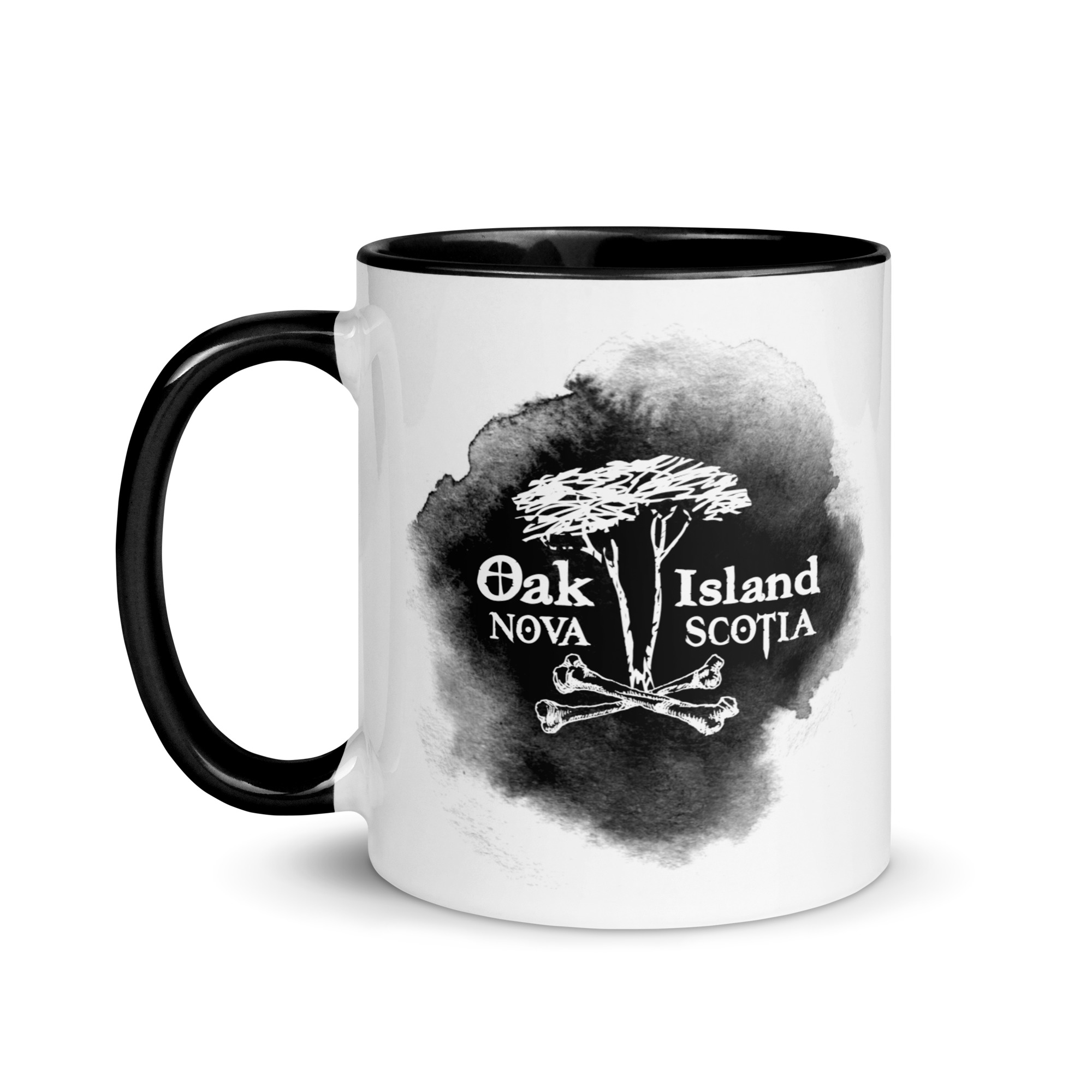 Black Watercolour Trees & Bones Oak Island Mystery Mug - Image 3
