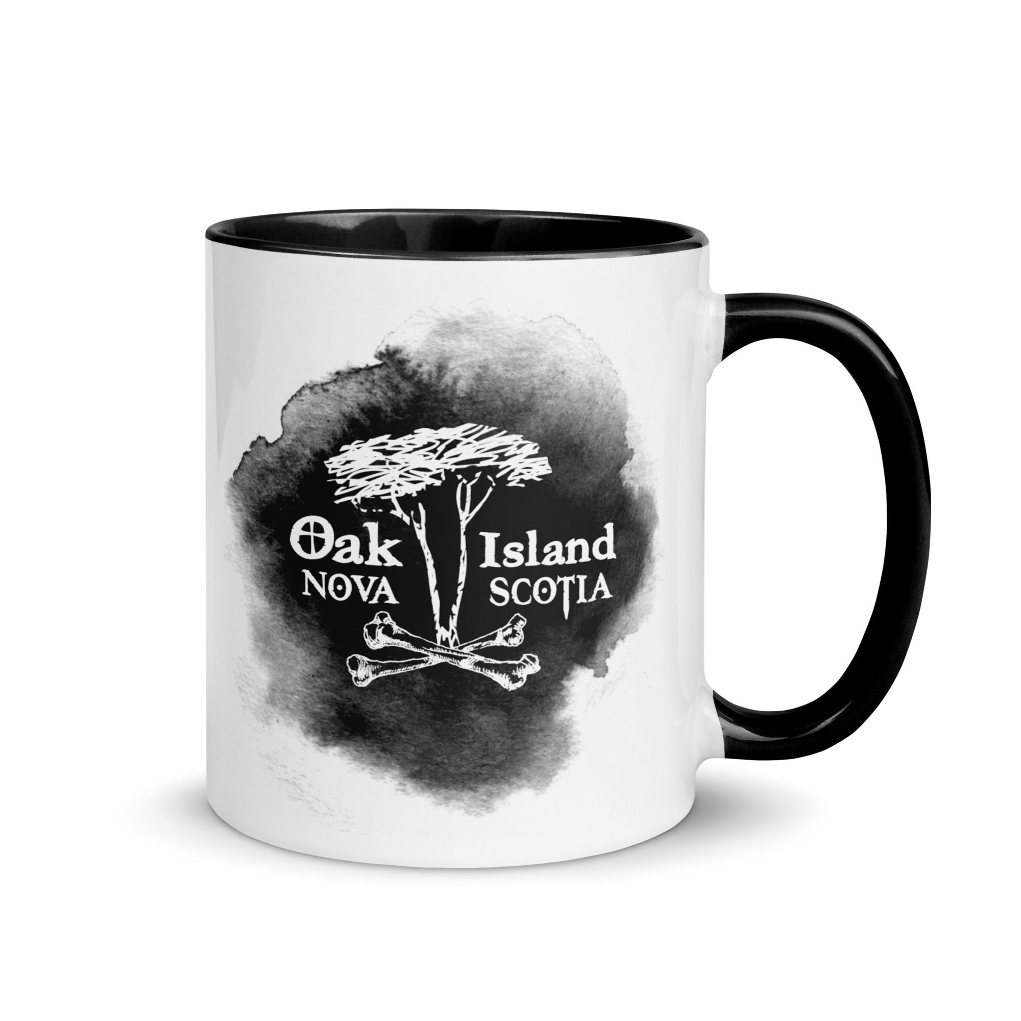 Black Watercolour Trees & Bones Oak Island Mystery Mug